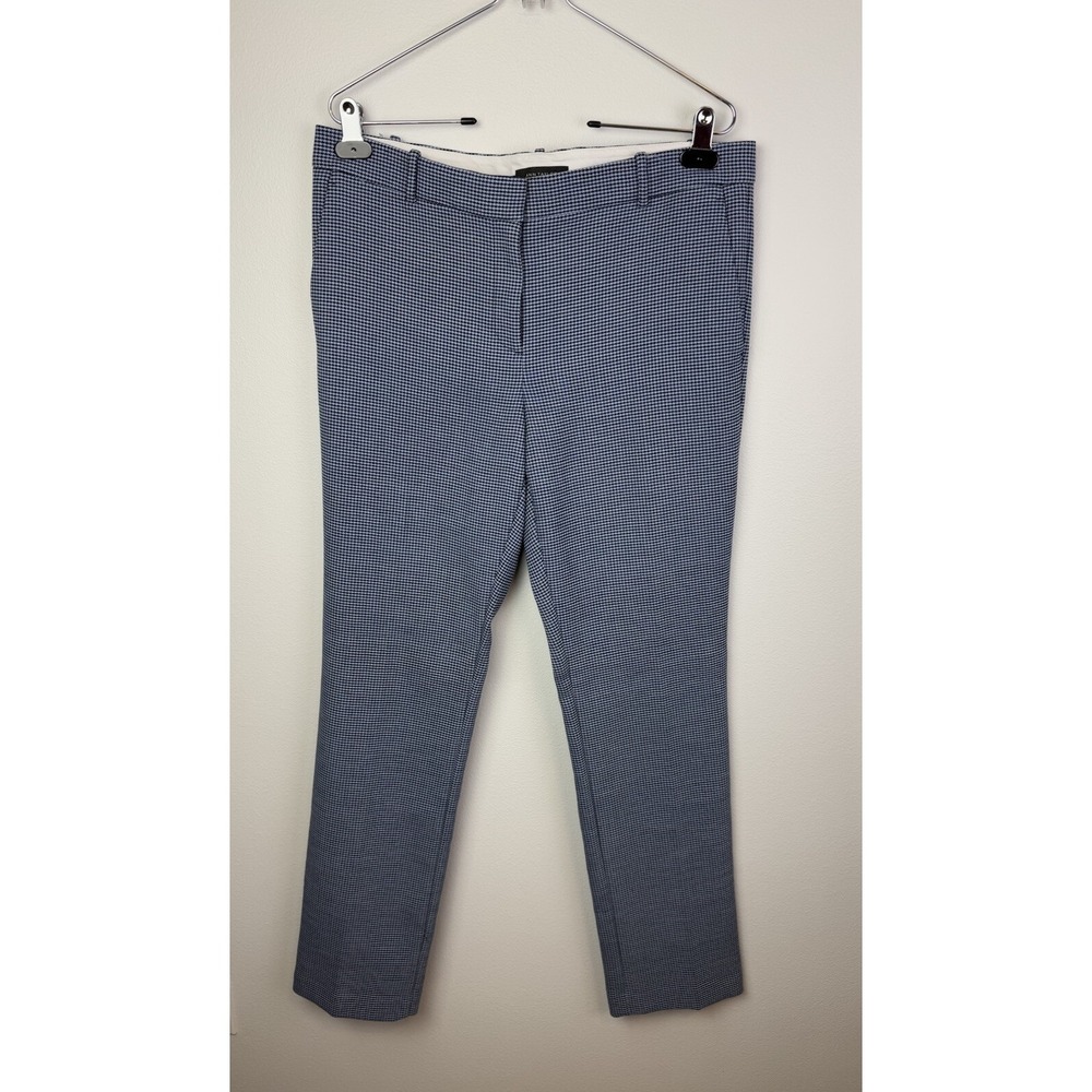Ann Taylor Skinny Straight Women's 10T Blue Plaid Dress Pants Flat Front